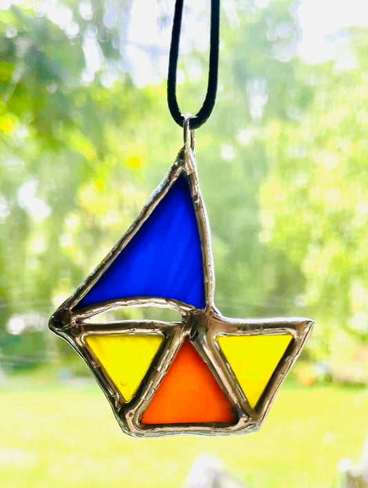 Boat Stained Glass Necklace