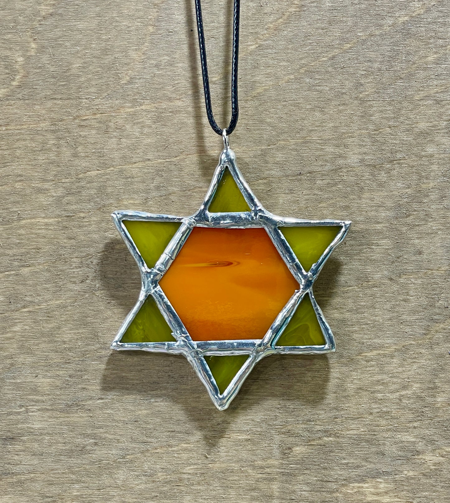 Star of David Stained Glass Necklace