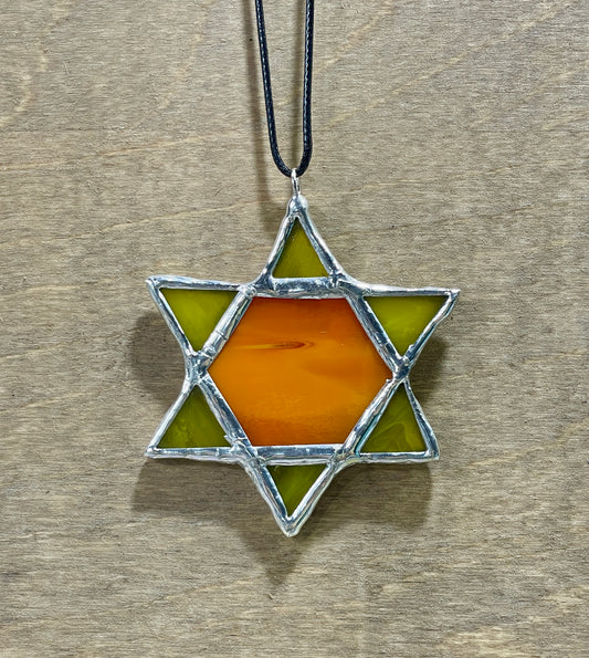 Star of David Stained Glass Necklace